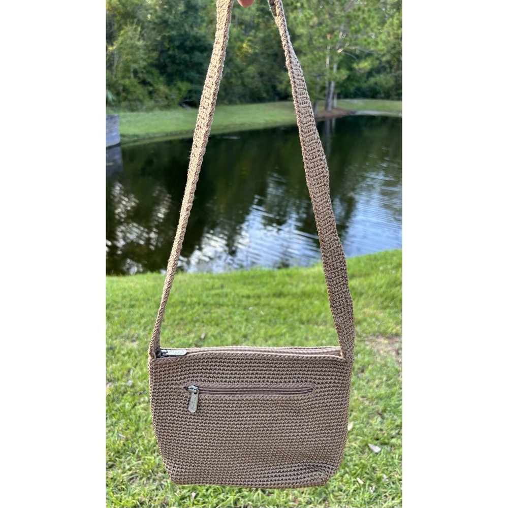 The Sak Vintage Crochet Bag Tan Woven Macrame Purse Boho HippieFestival Y2K 90s